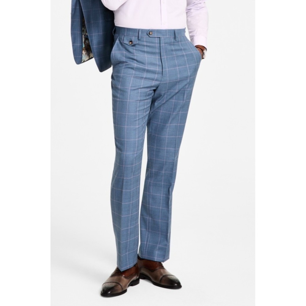 New‎ $135 Tayion Classic Fit Windowpane Plaid Suit Pants Men's 42 x 32 Blue Pink